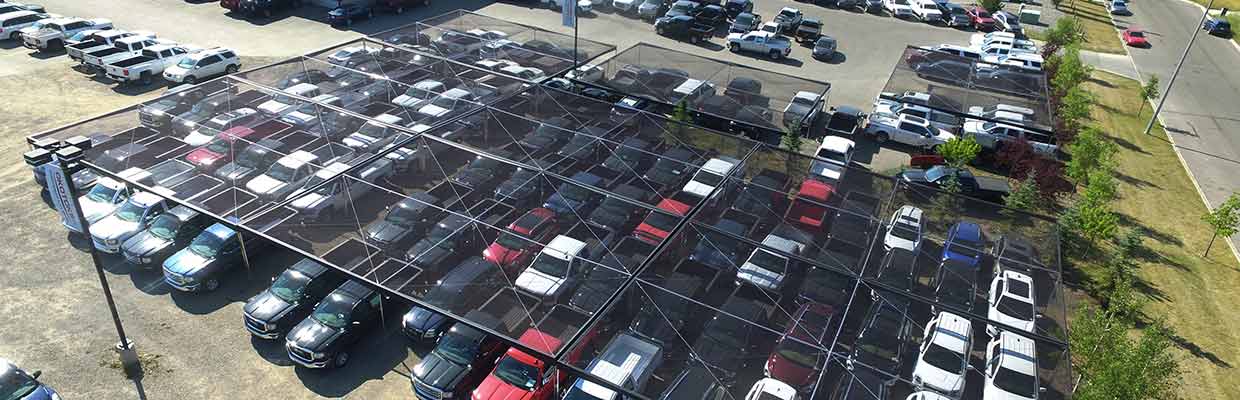 Western Tent & Awning - hail shelters for dealerships.