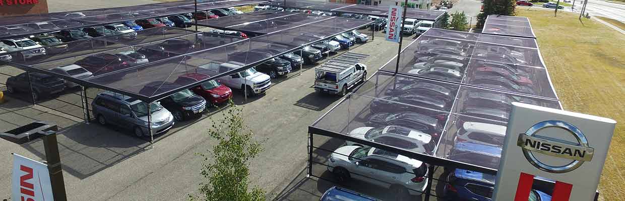 Western Tent & Awning - hail shelters for dealerships.